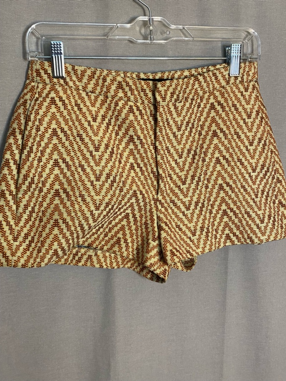 Women’s Zara Brown Ivory Brocade High Rise Shorts